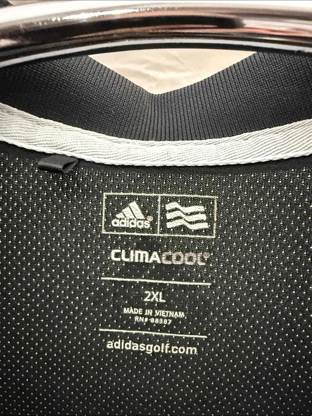 adidas White and Black Striped Golf Polo